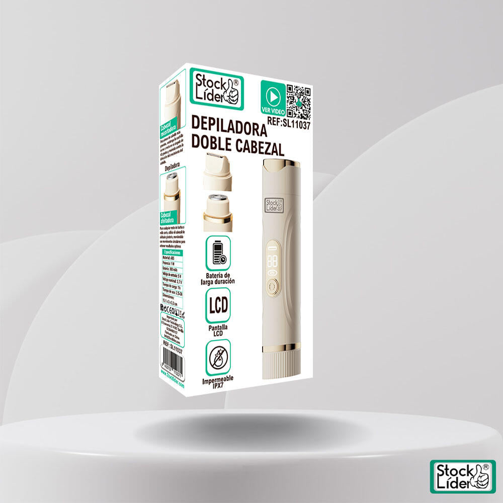 Depiladora Eléctrica de Doble Cabezal Recargable IPX7