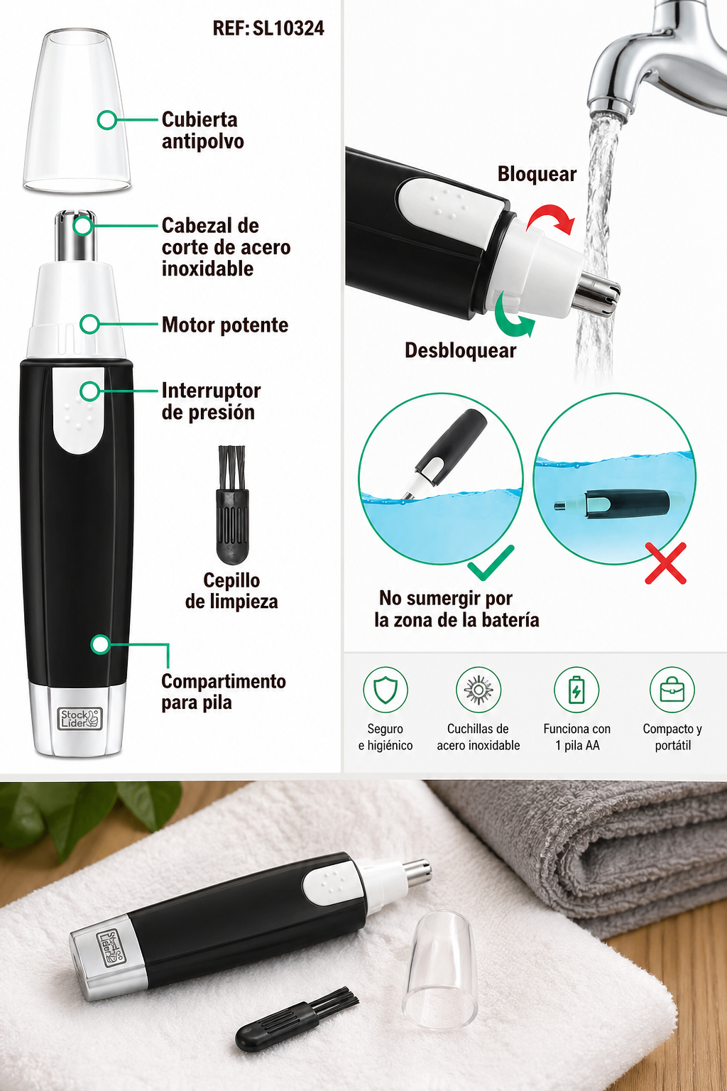 Cortapelo Eléctrico para Nariz y Orejas